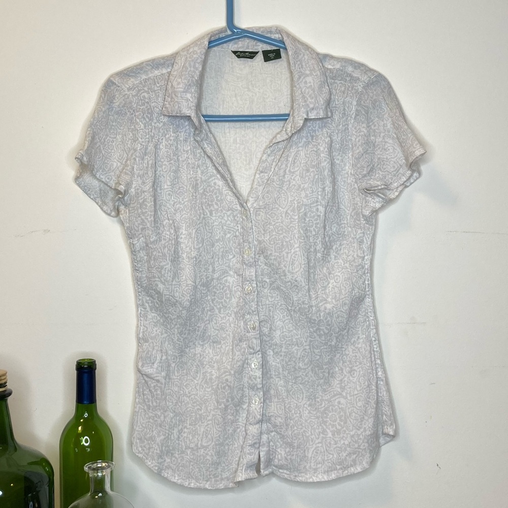 White Paisley Shortsleeve Button Down